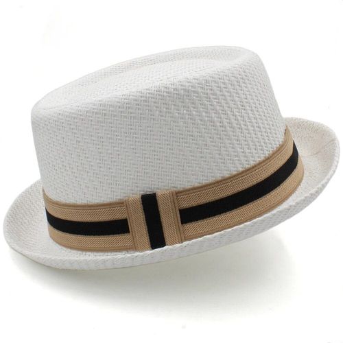 Chapeau De Paille Classique Pour Hommes Et Femmes,Fedora,Chapeau De Soleil,Casquettes Trilby,Canotier D'été,Plage,Voyage En Plein Air,Fête,Taille Us 7 1/4 Uk L