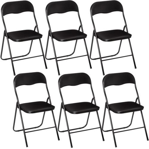 Lot De 6 Chaises Pliantes En Pvc - Noir