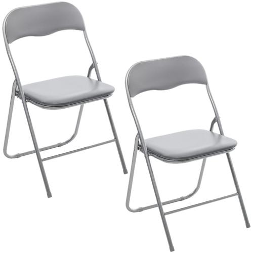 Lot De 2 Chaises Pliantes En Pvc - Gris