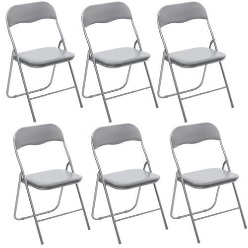 Lot De 6 Chaises Pliantes En Pvc - Gris