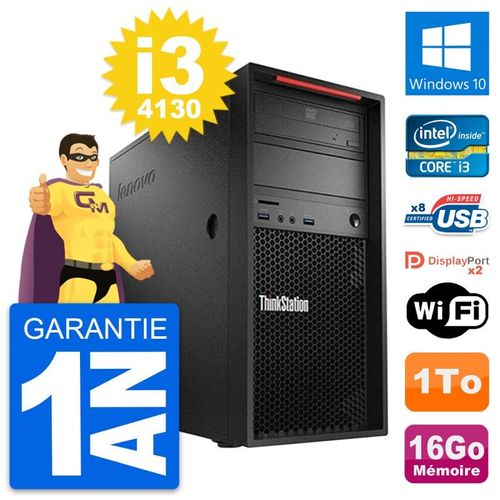 PC Tour Lenovo ThinkStation P300 i3-4130 RAM 16Go Disque Dur 1To Windows 10 Wifi