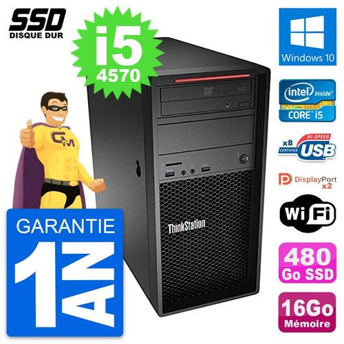 PC Tour Lenovo ThinkStation P300 Core i5-4570 RAM 16Go SSD 480Go Windows 10 Wifi