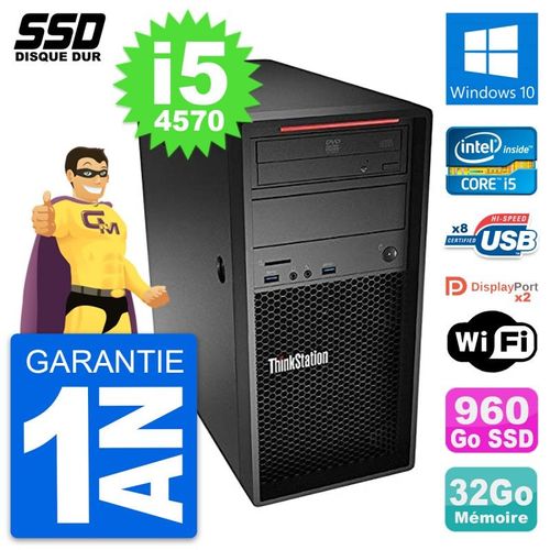 PC Tour Lenovo ThinkStation P300 Core i5-4570 RAM 32Go SSD 960Go Windows 10 Wifi