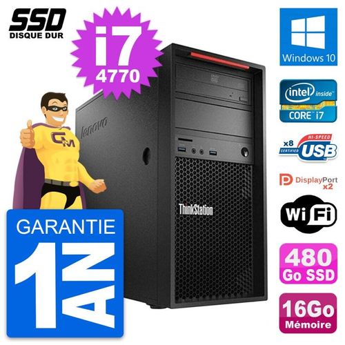 PC Tour Lenovo ThinkStation P300 Core i7-4770 RAM 16Go SSD 480Go Windows 10 Wifi