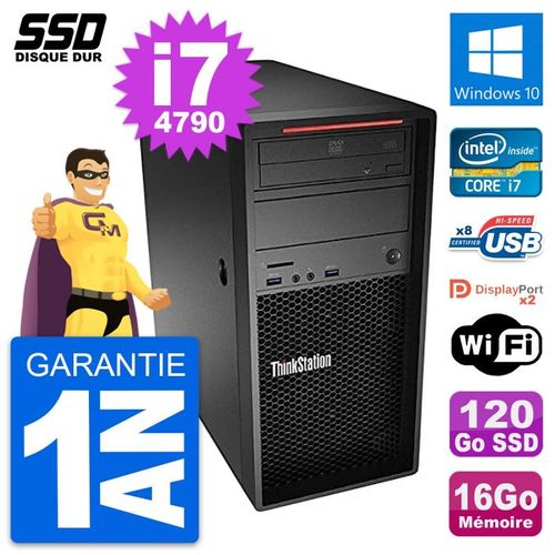 PC Tour Lenovo ThinkStation P300 Core i7-4790 RAM 16Go SSD 120Go Windows 10 Wifi