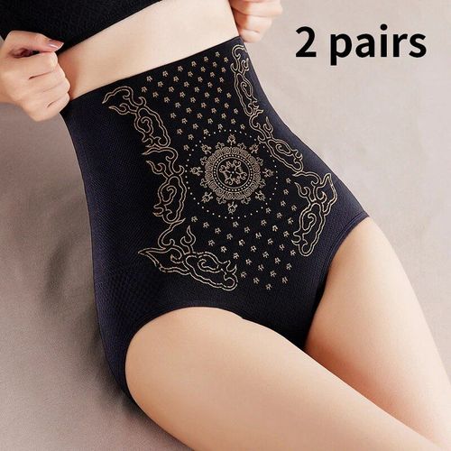 Sous-Vêtements De Musculation Pour Femmes,Coupe Couvertes,Brûlant,Abdominal,Sexy,Taille Haute,Saillant,2 Pièces - Type Black-Xl