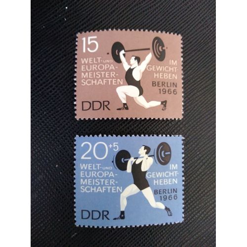 Timbre Allemagne / Rda Yt 905 - 906 Séries: Championnat D'europe D'haltérophilie 1966 ( 090306 )