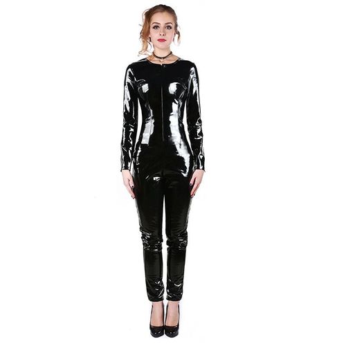 Combinaison En Cuir Sexy Pour Femme,Justaucorps En Latex Pvc,Grande Taille Xxl,Justaucorps En Vinyle À Manches Longues Pour Boîte De Nuit
