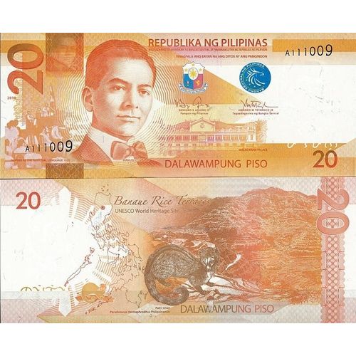 Billet De Banque Philippines Pk N° 206 Billet De 20 Pesos