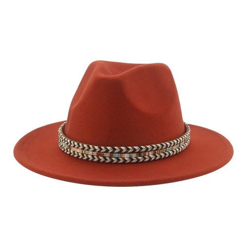 Chapeaux En Feutre Pour Femmes Et Hommes,Fedoras,Cowboy Occidental,Ander,Robe Formelle,Monochromatique,Bord Large,Zones