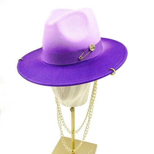 Chapeau Fedora Style Punk Avec Chaîne En Argent,Chapeau D'église,Accessoires Hip Hop Jazz,Hiver