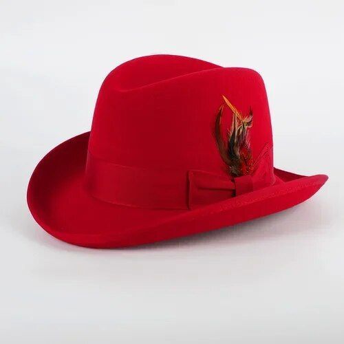 Chapeau Avec Plumes Pour Hommes,En Feutre De Laine,Fedora,Couronne De Gouttière,Casquette De Chasse Edward Vii,Winston,Marshall Al Pacino