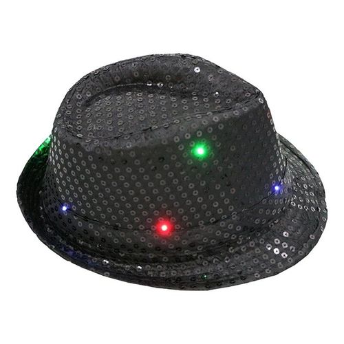 Chapeau De Jazz Clignotant Led Pour Adultes,Casquette De Spectacle De Danse Hip Hop Créative,Chapeau De Jazz À Paillettes,Olympiques Fedora Shoous Phosphorescents,Accessoires De Scène