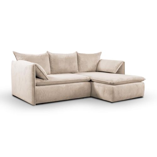 Canapé D'angle Convertible En Velours Côtelé Beige Teodora De Pascal Morabito - Angle Droit