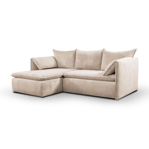 Canapé D'angle Convertible En Velours Côtelé Beige Teodora De Pascal Morabito - Angle Gauche