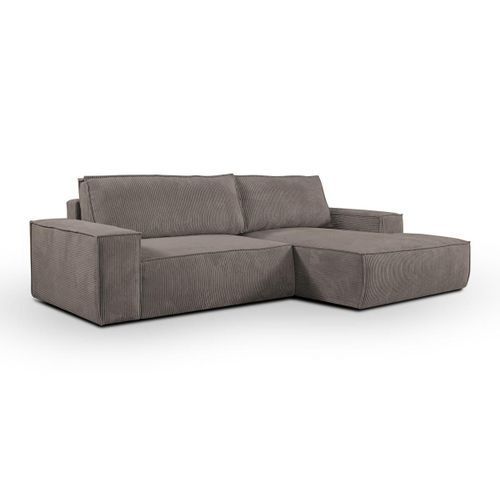Canapé D'angle Convertible En Velours Côtelé Taupe Amelia De Pascal Morabito - Angle Droit