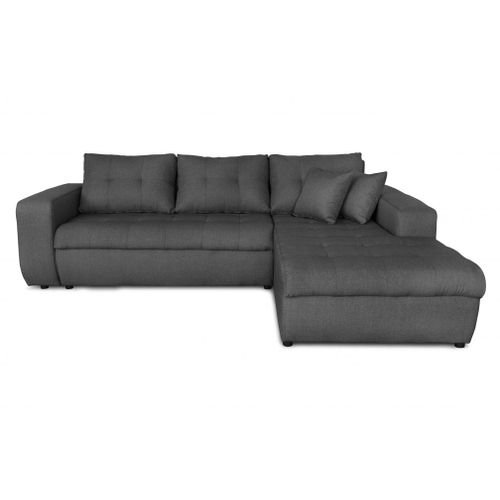 Canapé D'angle Suzie Convertible En Tissu - Angle Droit, Gris Foncé