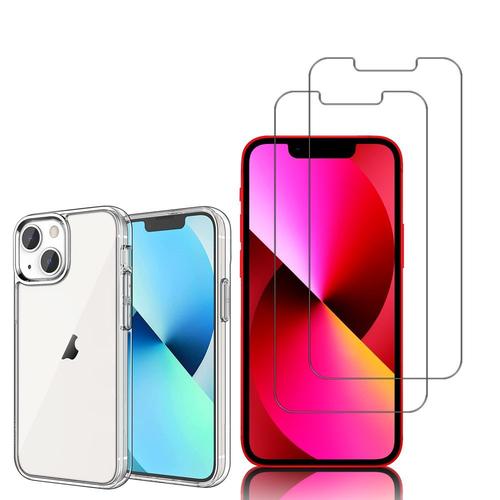 Coque Silicone Pour Apple Iphone 13 Mini 5.4" Gel Ultraslim Et Ajustement Parfait - Transparent + 2 Films Verre Trempé - Transparent