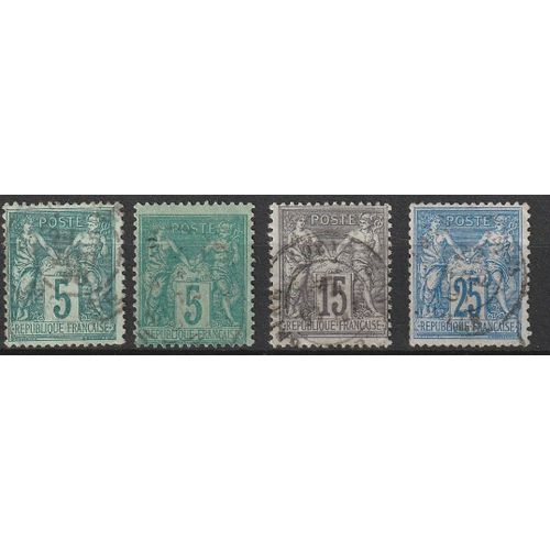 Lot De 4 Timbres Type Sage Oblitérés