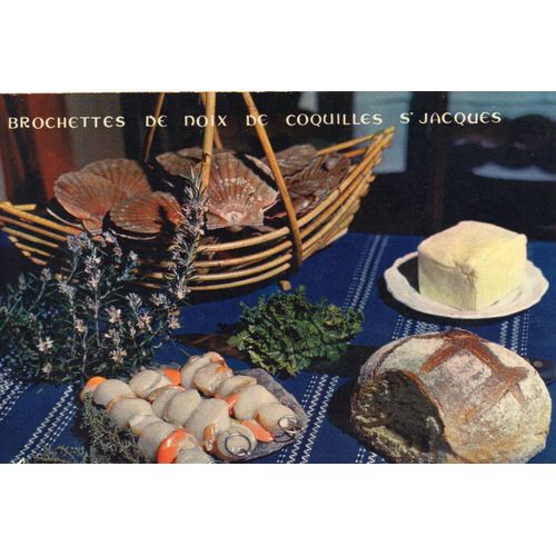 Carte Postale Xx Eme Mx 1495 - La Bretagne Encouleurs - Brochettes De Noix De Coquilles Saint - Jacques - Cachet Du Site De La Pointe Du Raz  Non Ecrite  Editions D'art Jossiecle 