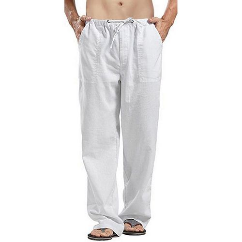 Bolubao-Pantalon En Lin Pour Homme,Vêtement Solide,Multi-Poches,Droit,Décontracté,Grande Taille,Respirant,Observateur,Été
