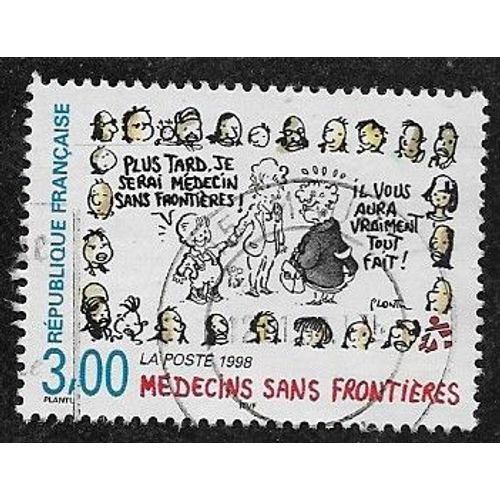 Timbre N°3205 Y & T  3,00 F. Multicolore Médecins Sans Frontières Logo Et Dessin De Plantu