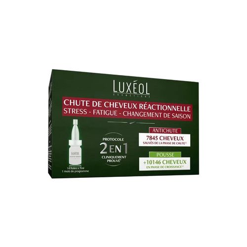 Luxeol Chute De Cheveux Réactionnelle 2 En 1 14 Fioles 
