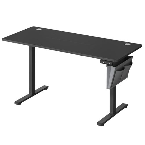 Bureau Électrique Assis-Debout, Bureau Réglable En Hauteur, 60 X 140 X (72-120) Cm, 4 Hauteurs Mémorisables, Pochette De Rangement, Noir