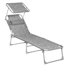 Bain De Soleil Pliable Avec Pare-Soleil Et Dossier Inclinable Grège