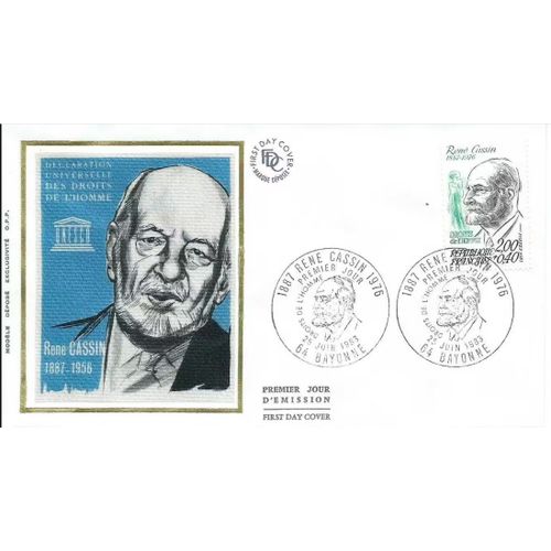 France 1983, Belle Enveloppe 1er Jour, Timbre Yvert 2283, Hommage À René Cassin, Prix Nobel De La Paix - Illustration Soie - Unesco - Déclaration Des Droits De L'homme, Tbe - -
