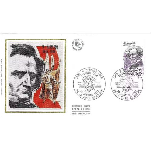 France 1983, Très Belle Enveloppe 1er Jour Neuve** Du 22 Janvier 1983 À La Côte Saint André, Timbre 2281 Hector Berlioz, Belle Illustration Soie. -