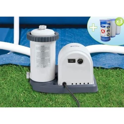 Epurateur à cartouche INTEX - 5,7 m3/h - Purge à sédiment et air - 3 cartouches incluses
