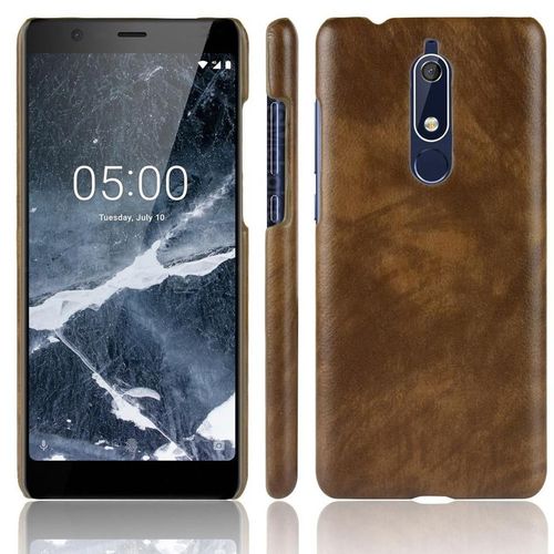 Rétro Étui Pour Nokia 5.1 Rétro Housse De Protection Modèle De Litchi Anti Éraflure Compatibilité - Le Brun