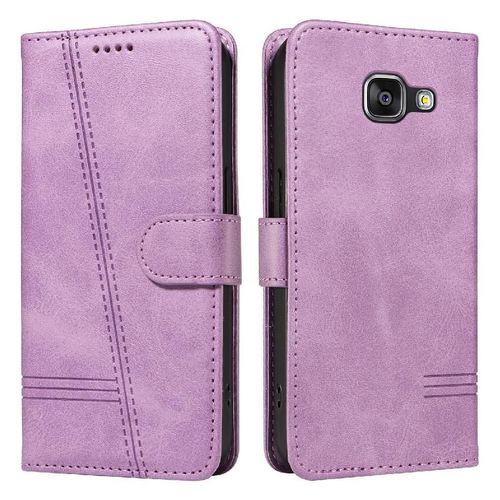 Filp Étui Pour Samsung Galaxy A3 2016 Avec Fente Pour Carte De Crédit Étui De Téléphone Portefeuille Bracelet Noir Détachable Cuir Pu Pressé - Violet