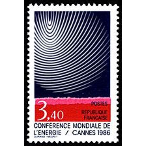 Conférence Mondiale De L'énergie Cannes 1986 Timbre Oblitéré