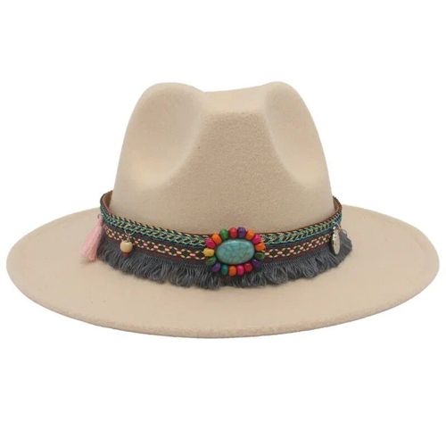 Chapeau De Fedora À Large Bord De Danse De Style Ethnique 52-62cm Chapeau En Feutre Pour Hommes D¿Imitation Laine Décontractée Automne Voyage En Plein Air Style Bohème Chapeau Décoratif Émeraude