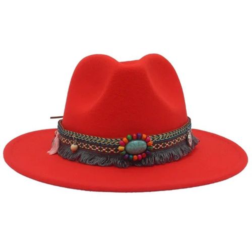 Chapeau De Fedora À Large Bord De Danse De Style Ethnique 52-62cm Chapeau En Feutre Pour Hommes D¿Imitation Laine Décontractée Automne Voyage En Plein Air Style Bohème Chapeau Décoratif Émeraude