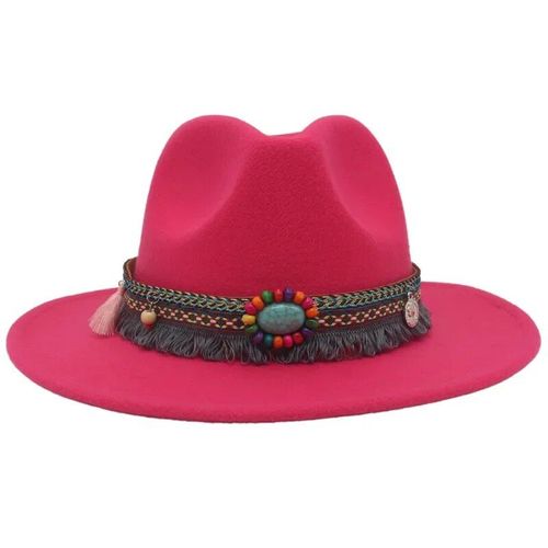Chapeau De Fedora À Large Bord De Danse De Style Ethnique 52-62cm Chapeau En Feutre Pour Hommes D¿Imitation Laine Décontractée Automne Voyage En Plein Air Style Bohème Chapeau Décoratif Émeraude