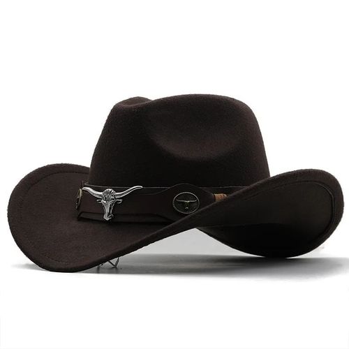Chapeau De Cowboy Western En Laine Noire Pour Homme Et Femme,Gentleman,Jazz,Sombrero,Zones,Casquette Papa,Taille 56-58cm