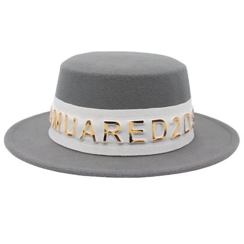 Chapeaux Fedora De Style Canotier Pour Femmes Et Hommes,Chapeau Haut De Forme Français Élégant,Casquette En Feutre,Petit Bord,Décor De Gril De Bande De Lettre,Mode