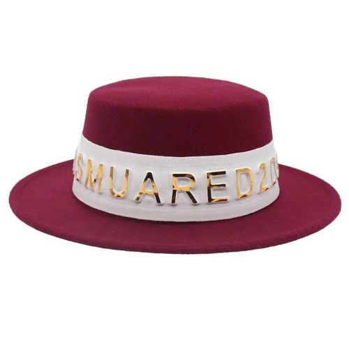 Chapeaux Fedora De Style Canotier Pour Femmes Et Hommes,Chapeau Haut De Forme Français Élégant,Casquette En Feutre,Petit Bord,Décor De Gril De Bande De Lettre,Mode