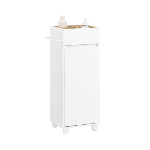 Sobuy Armoire À Linge Meuble Bas De Salle De Bain Corbeille À Linge Meuble De Rangement Avec 4 Petits Compartiments Ouverts Et 1 Panier À Linge Amovible, Blanc, 35x30x90 Cm, Bzr159-W