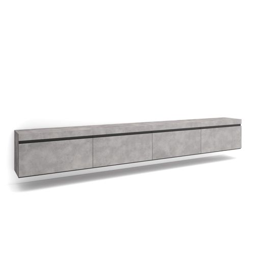 Meuble Tv | Banc Télé | Grand Espace De Rangement | 320x45x35 Cm | Tv Grand Format | Suspendu, Mural | Style Moderne | Ciment