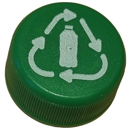 Capsule Plastique À Visser Verte Logo Recyclage Bouteille