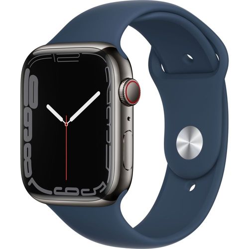 Apple Watch Series 7 (Gps) - Boitier 45 Mm Acier Inoxydable Graphite Avec Bracelet Sport Bleu