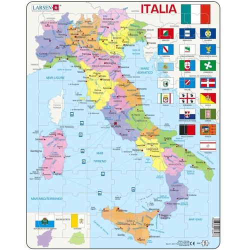 Puzzle Cadre - Carte Politique De L'italie (Italien) - 70 Pièces