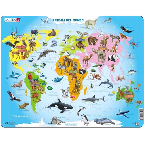 Puzzle Cadre - Animaux Du Monde (Italien) - 28 Pièces