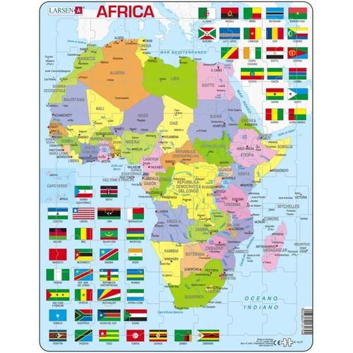 Puzzle Cadre - Carte Politique De L'afrique (Italien) - 70 Pièces