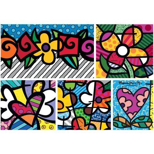 Romero Britto - Collage: Hearts And Flowers - Puzzle 1500 Pièces
