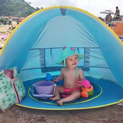 Tente De Plage Pour Bébé, Pare-Soleil Portable Avec 4 Piquets, Protection Uv Upf 50 +, Livraison Directe